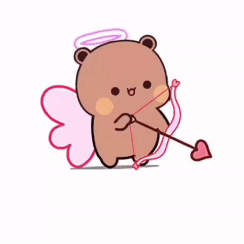 A Cartoon Bear With Wings And A Bow And Arrow . GIF