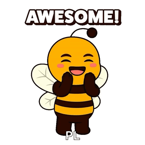 A Cartoon Bee Is Holding Its Hands To Its Face And Says Awesome ! GIF
