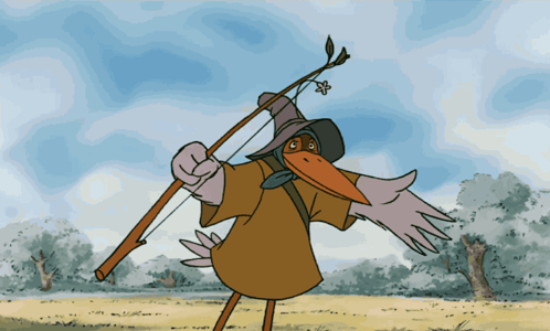 A Cartoon Bird With A Bow And Arrow GIF