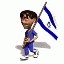A Cartoon Boy Is Holding A Flag With A Star Of David On It GIF