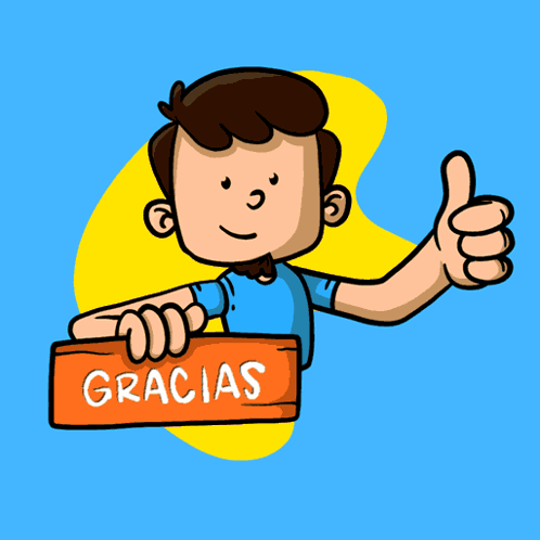 A Cartoon Boy Is Holding A Sign That Says Muchas GIF