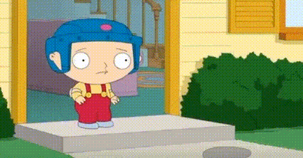 Cartoon Boy In Blue Helmet Standing On Porch GIF
