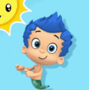 A Cartoon Boy With Blue Hair Is Standing In Front Of A Sun GIF