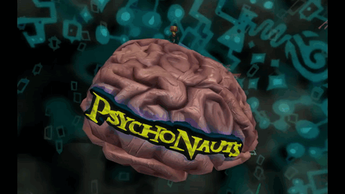 A Cartoon Brain With The Words Psychonauts Written On It GIF