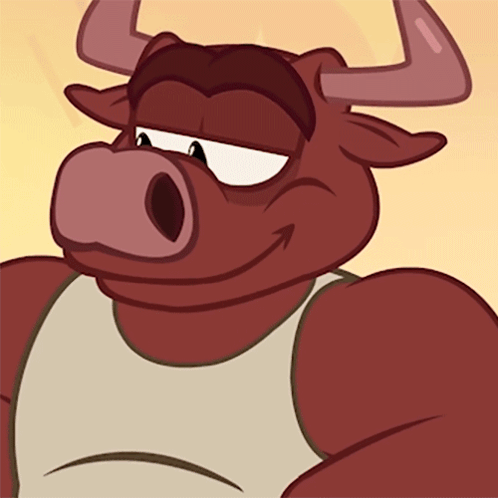 A Cartoon Bull Is Wearing A Tank Top And Has A Serious Expression On His Face GIF
