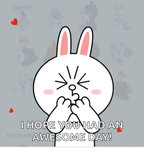 Cartoon Bunny Covering Face With Hope You Had An Awesome Day Text GIF