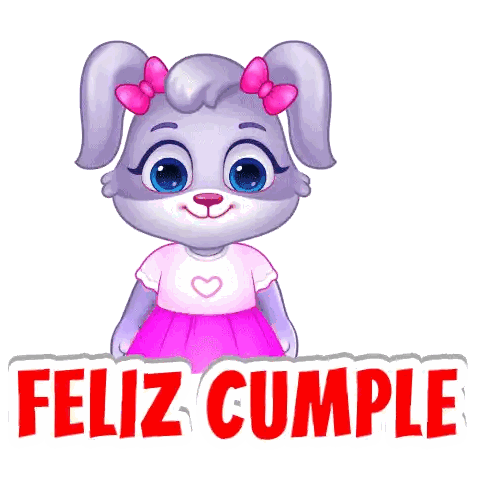 a cartoon bunny holding a bouquet of flowers with the words feliz cumple written below it
