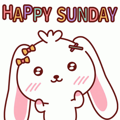 A Cartoon Bunny Says Happy Sunday With A Heart In Its Hair GIF