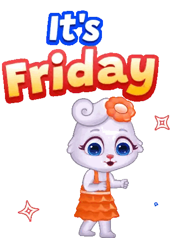 a cartoon bunny says it 's friday