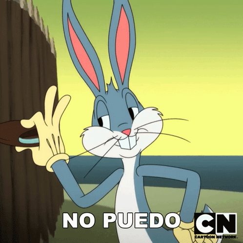 A Cartoon Bunny Says No Puedo Cn GIF