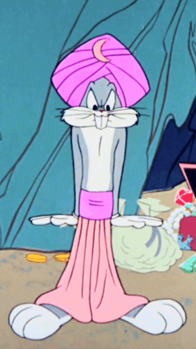 A Cartoon Bunny Wearing A Pink Turban And A Pink Skirt GIF