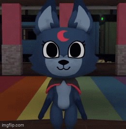 A Cartoon Bunny With A Crescent Moon On Its Head GIF