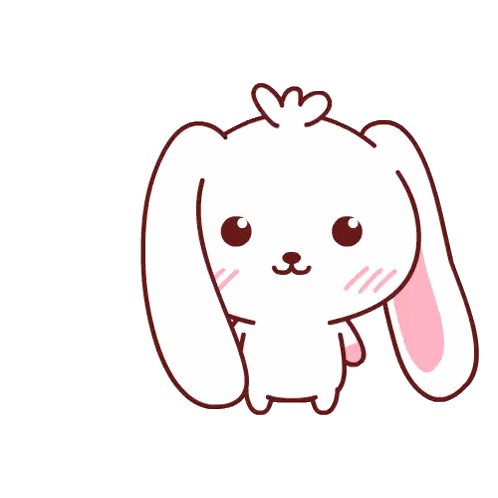 a cartoon bunny with pink ears and a heart on its head
