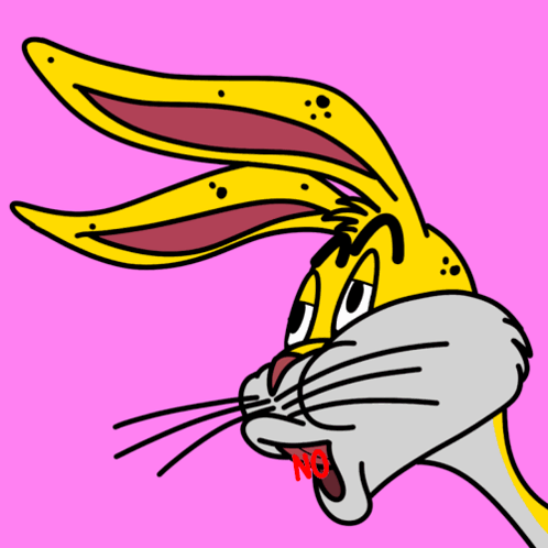 A Cartoon Bunny With The Word No Written In Red GIF