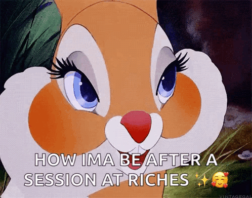 A Cartoon Bunny With The Words How Ima Be After A Session At Riches Above It GIF