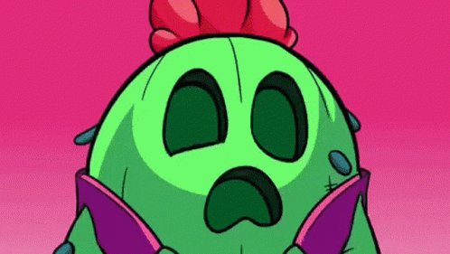 A Cartoon Cactus With A Surprised Face Is Holding A Book . GIF