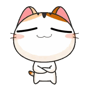a cartoon calico cat with its eyes closed and arms crossed