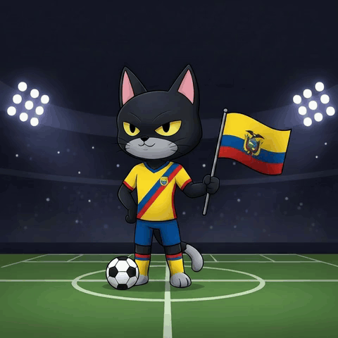 A Cartoon Cat Holding A Flag And A Soccer Ball GIF