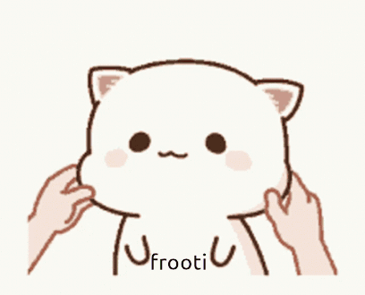 A Cartoon Cat Is Being Petted By A Person 'S Hands And The Word Frooti Is On The Bottom GIF