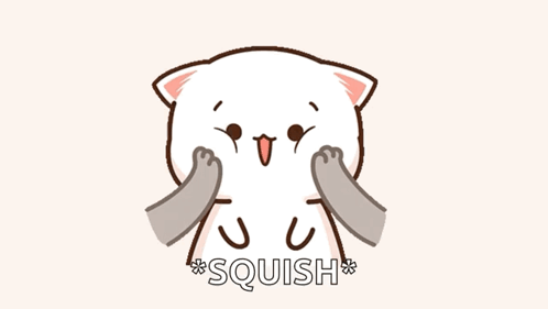 A Cartoon Cat Is Being Squeezed By A Gray Cat 'S Paw . GIF