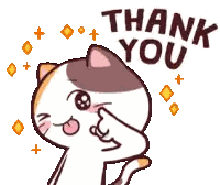 a cartoon cat is covering its face with its paw and says thank you .