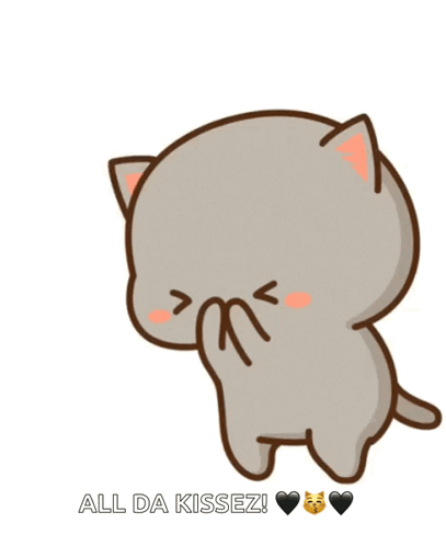 A Cartoon Cat Is Covering Its Face With Its Paw And The Words All Da Kissez Are Below It GIF