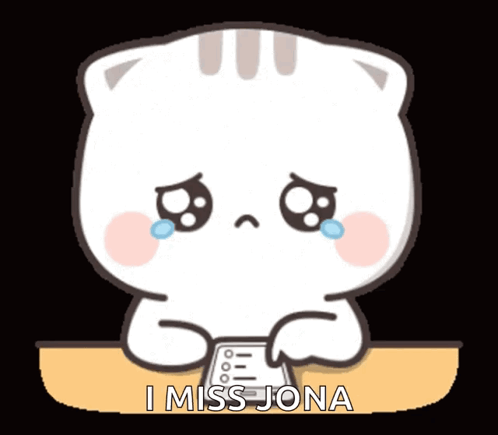 A Cartoon Cat Is Crying While Holding A Piece Of Paper That Says I Miss Jona . GIF