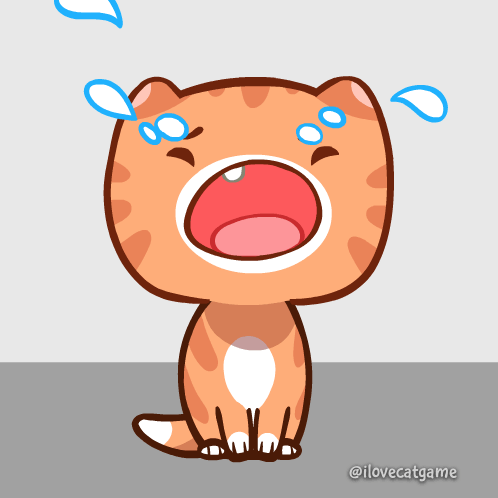A Cartoon Cat Is Crying With Tears Coming Out Of It 'S Eyes GIF
