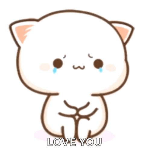 A Cartoon Cat Is Crying With Tears Coming Out Of Its Eyes And The Words " Love You " Written Below It GIF