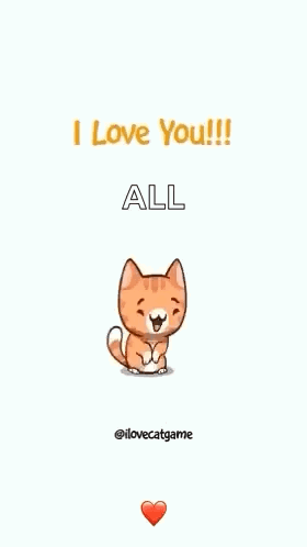 A Cartoon Cat Is Dancing With The Words `` I Love You '' Written Above It . GIF