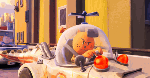 A Cartoon Cat Is Driving A Car With A License Plate That Starts With The Letter N GIF