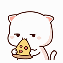 A Cartoon Cat Is Eating A Slice Of Pizza With A Funny Face . GIF