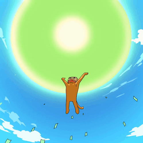 A Cartoon Cat Is Flying Through The Air With A Green Circle In The Background GIF