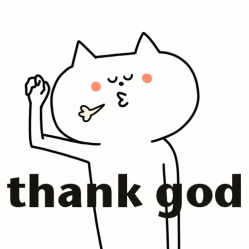 A Cartoon Cat Is Giving A Thumbs Up With The Words Thank God Behind It GIF