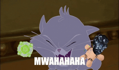 A Cartoon Cat Is Holding A Bone With The Words Mwahaha Written Below It GIF
