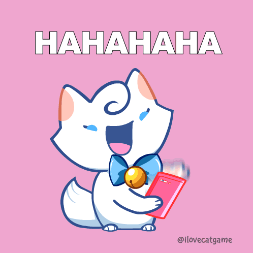 A Cartoon Cat Is Holding A Book And Laughing With The Words " Hahahahaha " Above Him GIF