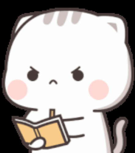 A Cartoon Cat Is Holding A Book In Its Paws And Looking Angry . GIF