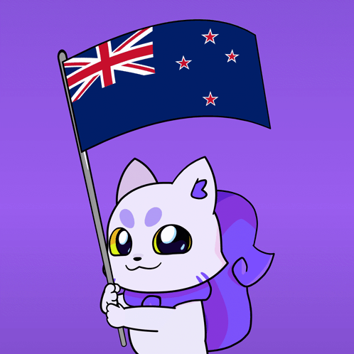 A Cartoon Cat Is Holding A British Flag GIF