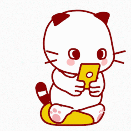 A Cartoon Cat Is Holding A Cell Phone And Says Yes ! GIF