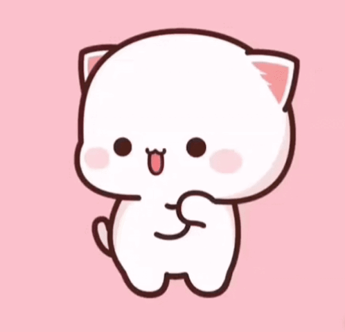 A Cartoon Cat Is Holding A Cup Of Coffee In Its Paws On A Pink Background . GIF