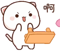 a cartoon cat is holding a wallet with a pink purse on it .
