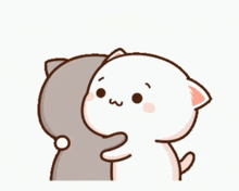 A Cartoon Cat Is Hugging Another Cat . GIF