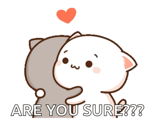 A Cartoon Cat Is Hugging Another Cat With The Words Are You Sure GIF