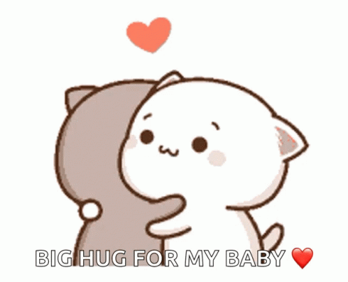 A Cartoon Cat Is Hugging Another Cat With The Words Big Hug For My Baby GIF