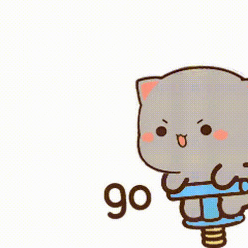 A Cartoon Cat Is Jumping On A Trampoline . GIF