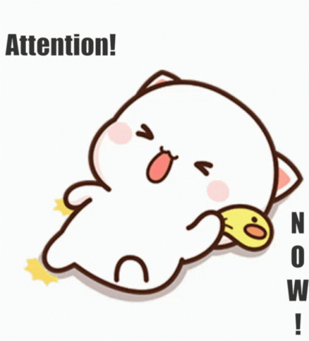 A Cartoon Cat Is Kicking A Yellow Duck With The Words Attention Now Written Below It GIF