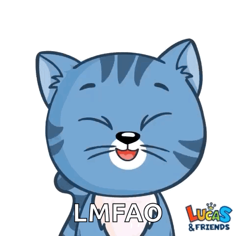 A Cartoon Cat Is Laughing With The Words Ha Ha Ha Lmfao Below It GIF