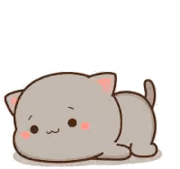 a cartoon cat is laying down on the floor with a sad face .