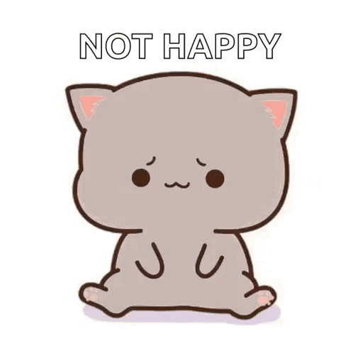 A Cartoon Cat Is Laying Down On The Ground And Says `` Not Happy '' . GIF