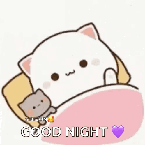 Cartoon Cat Laying In Bed With Smaller Cat GIF